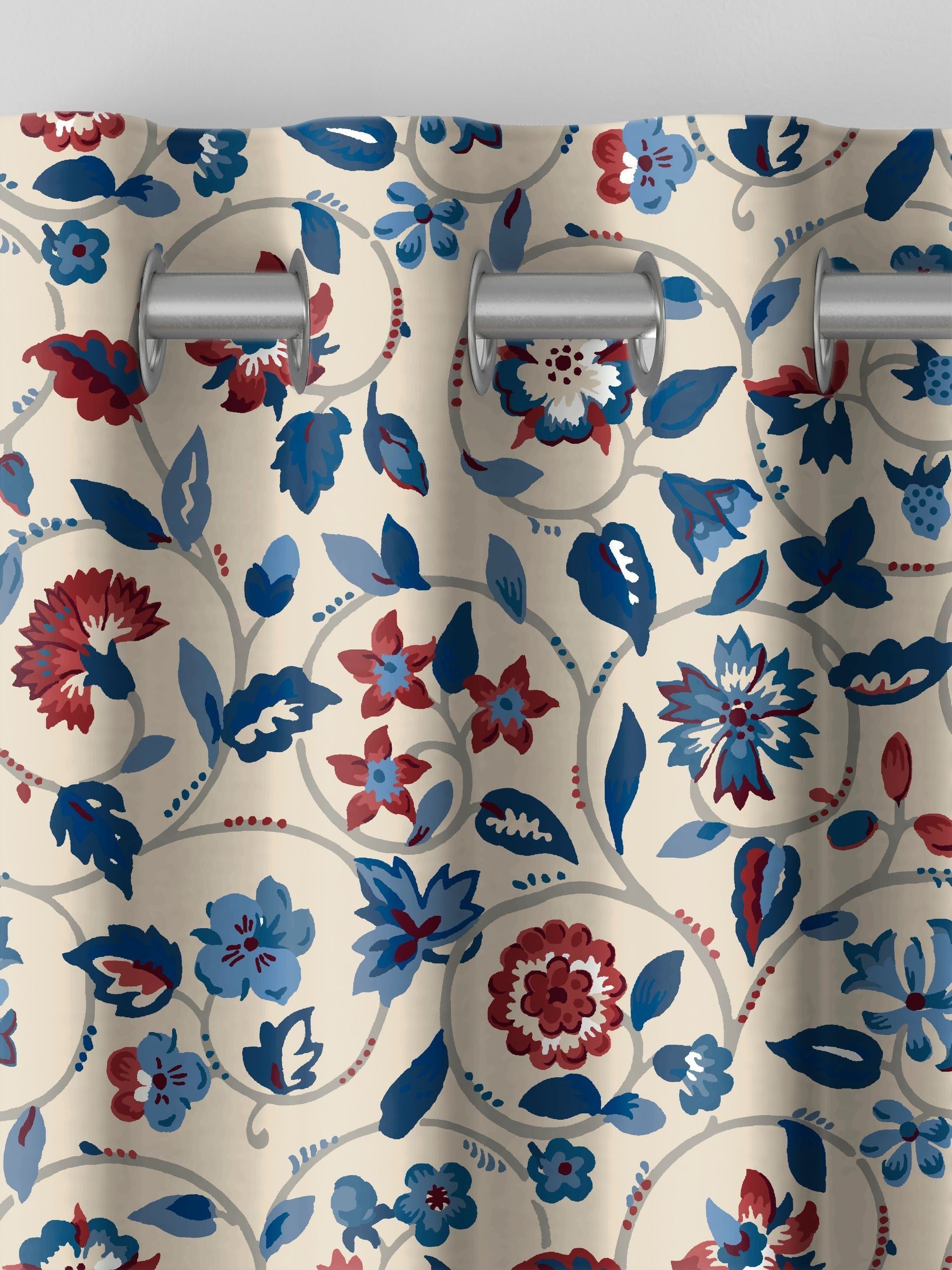 Land & Shore Esther made to measure curtain in red floral print, imported from the UK