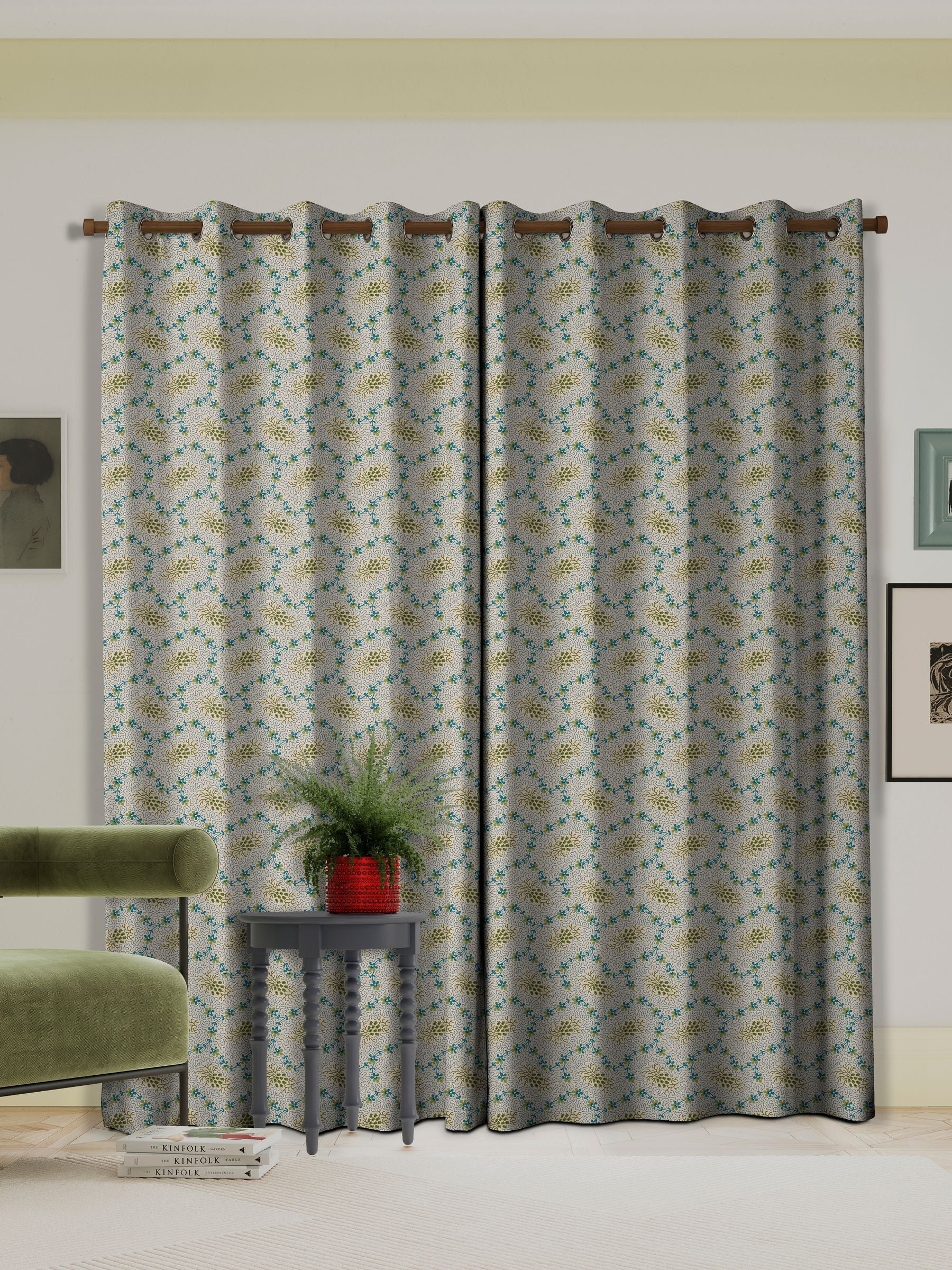 Land & Shore Green Lorie made to measure curtain (British brand)