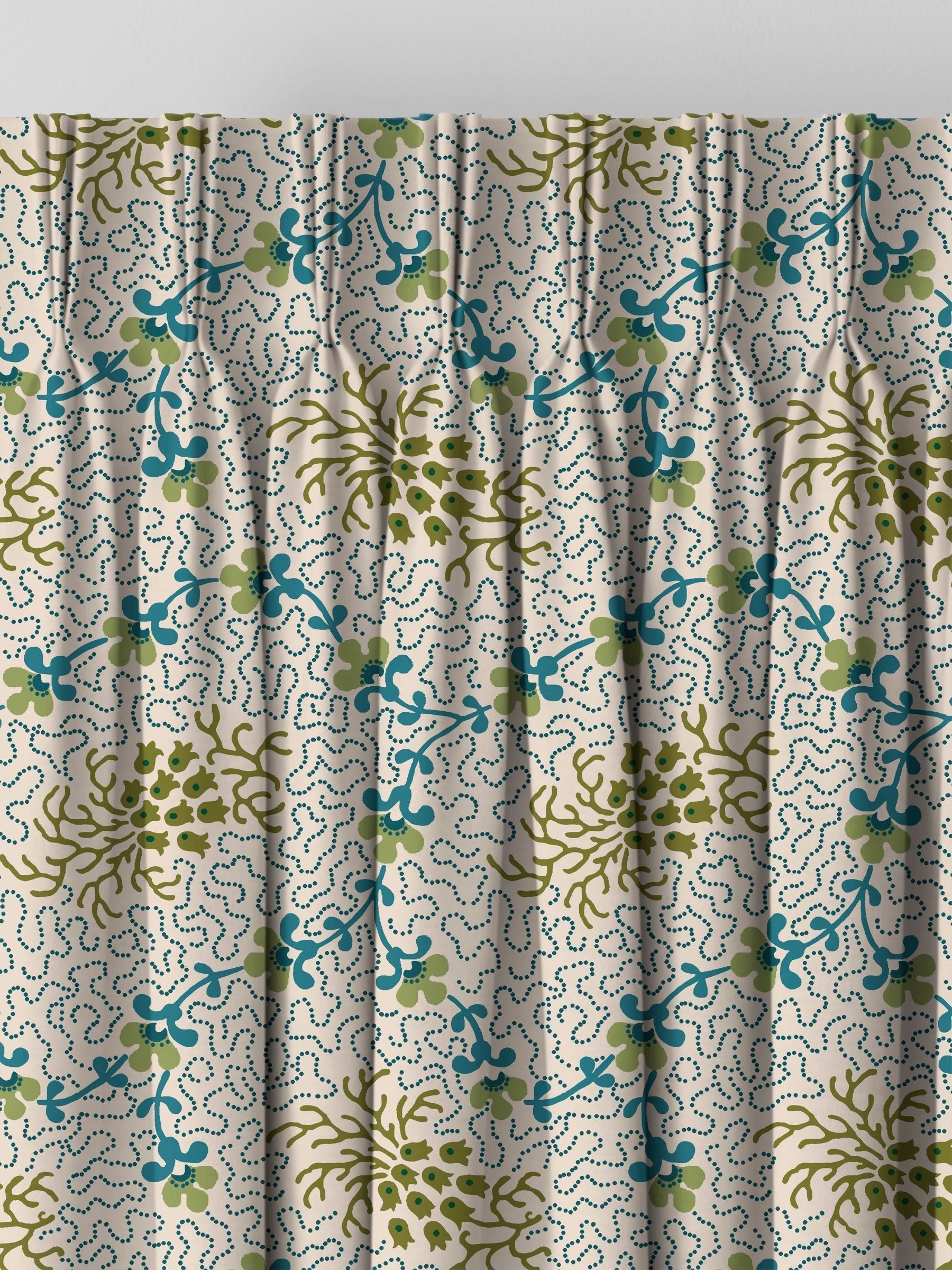 Land & Shore Green Lorie made to measure curtain (British brand)