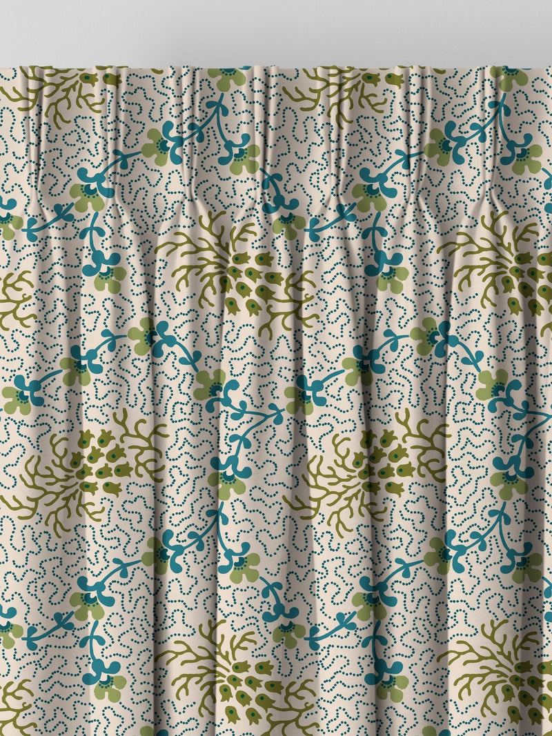 Land & Shore Green Lorie made to measure curtain (British brand)