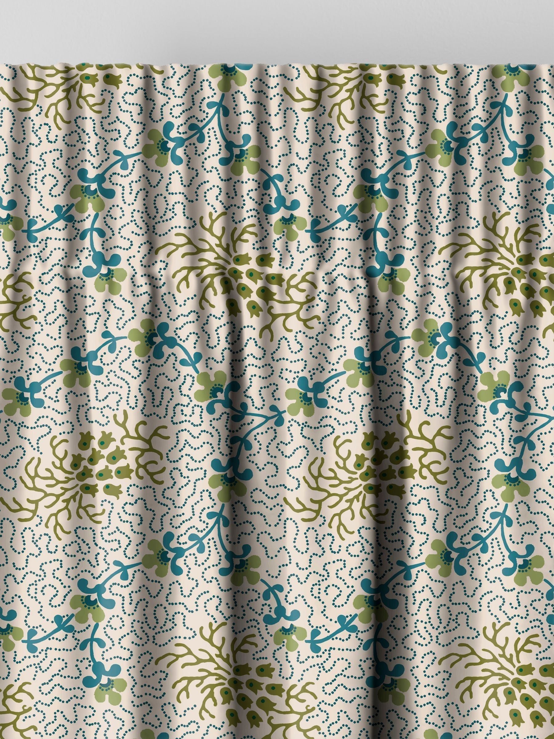 Land & Shore Green Lorie made to measure curtain (British brand)