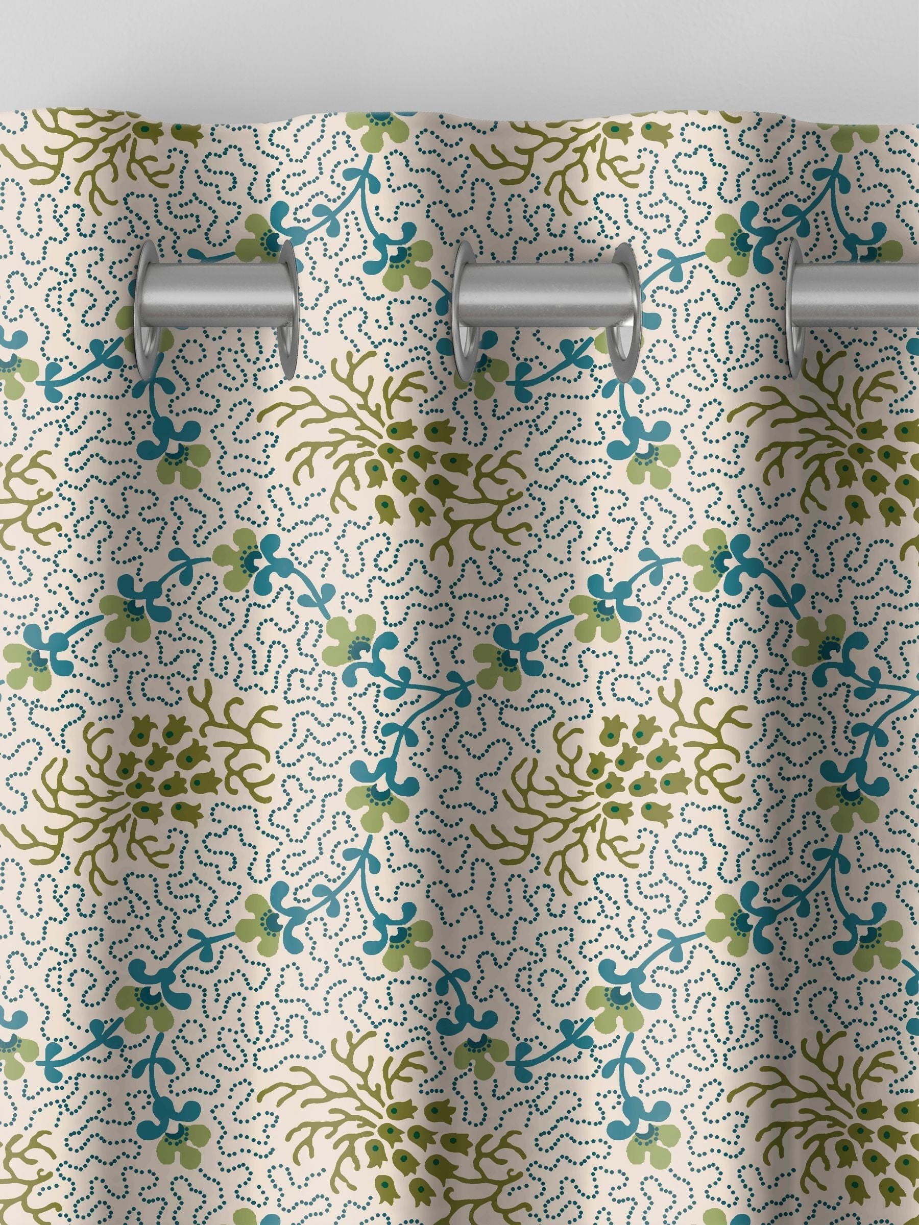 Land & Shore Green Lorie made to measure curtain (British brand)