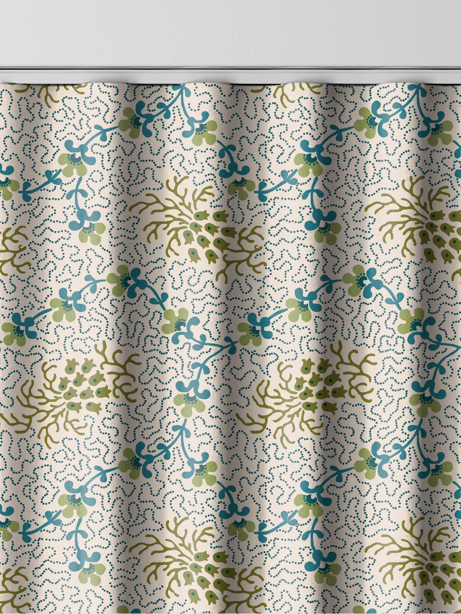 Land & Shore Green Lorie made to measure curtain (British brand)