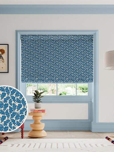Next Land & Shore Blue Oak Leaf Made to Measure Roman Blind- Buy online at McGrocer