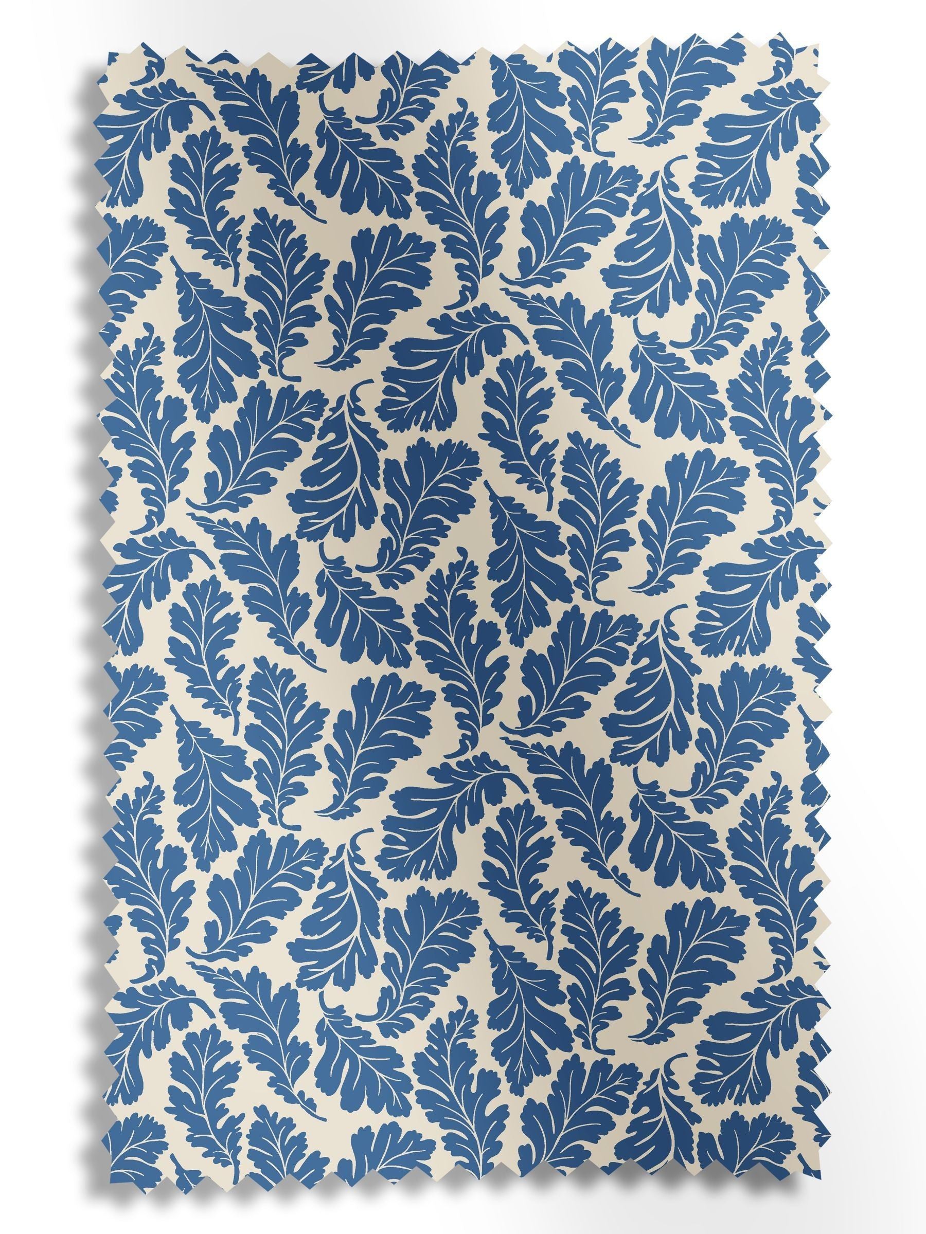 Land & Shore blue oak leaf roman blind, imported from the UK