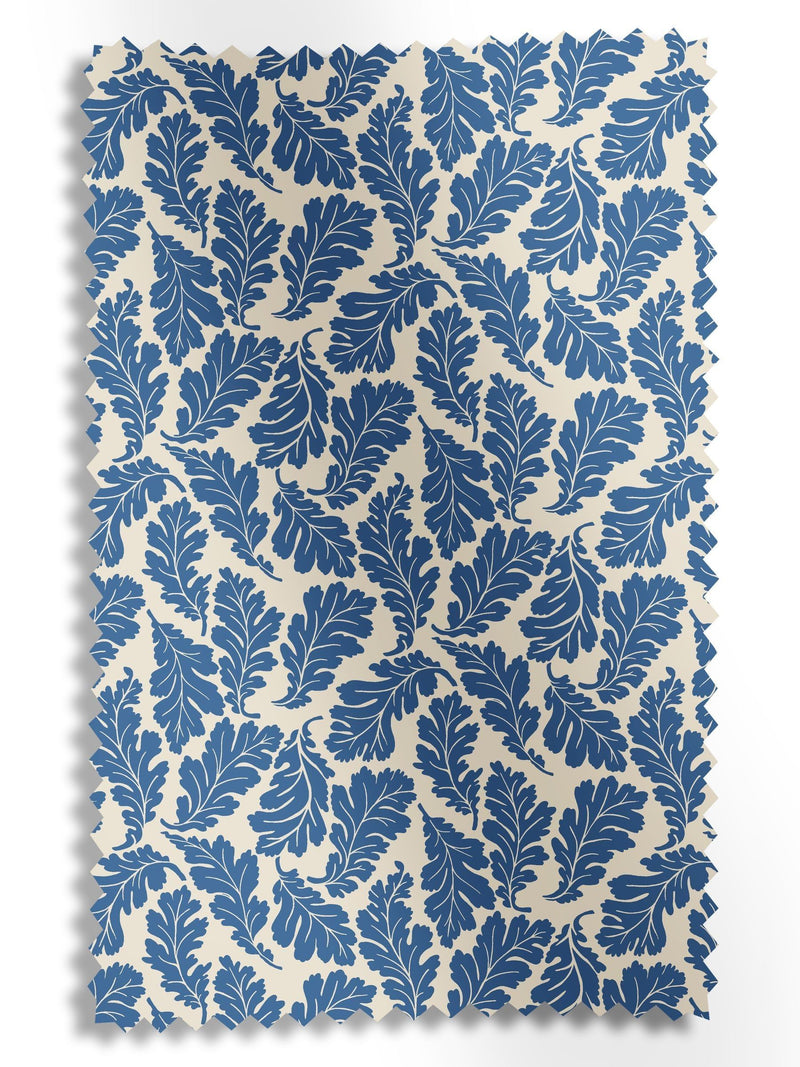 Land & Shore blue oak leaf roman blind, imported from the UK