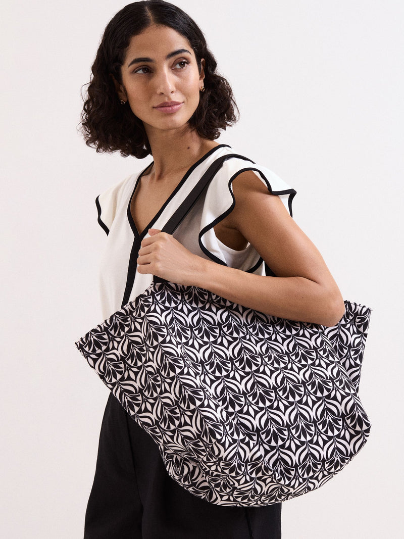 Phase Eight black printed large beach bag, imported from the UK
