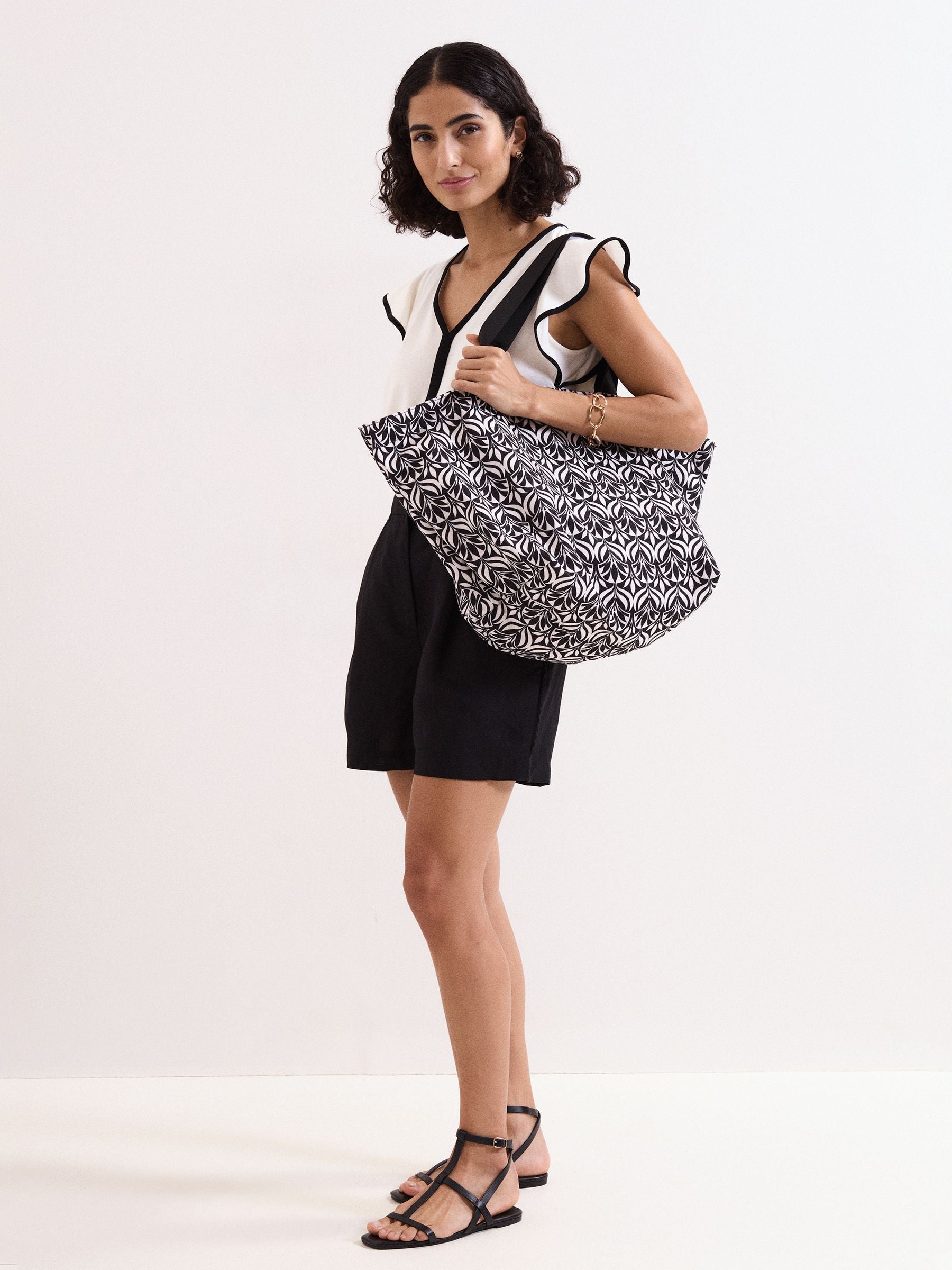 Phase Eight black printed large beach bag, imported from the UK