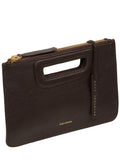 Pure Luxuries London brown leather Guinevere clutch bag (British brand)