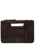 Pure Luxuries London brown leather Guinevere clutch bag (British brand)