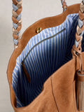 White Stuff brown Tara Tassel Tote bag, imported from the UK