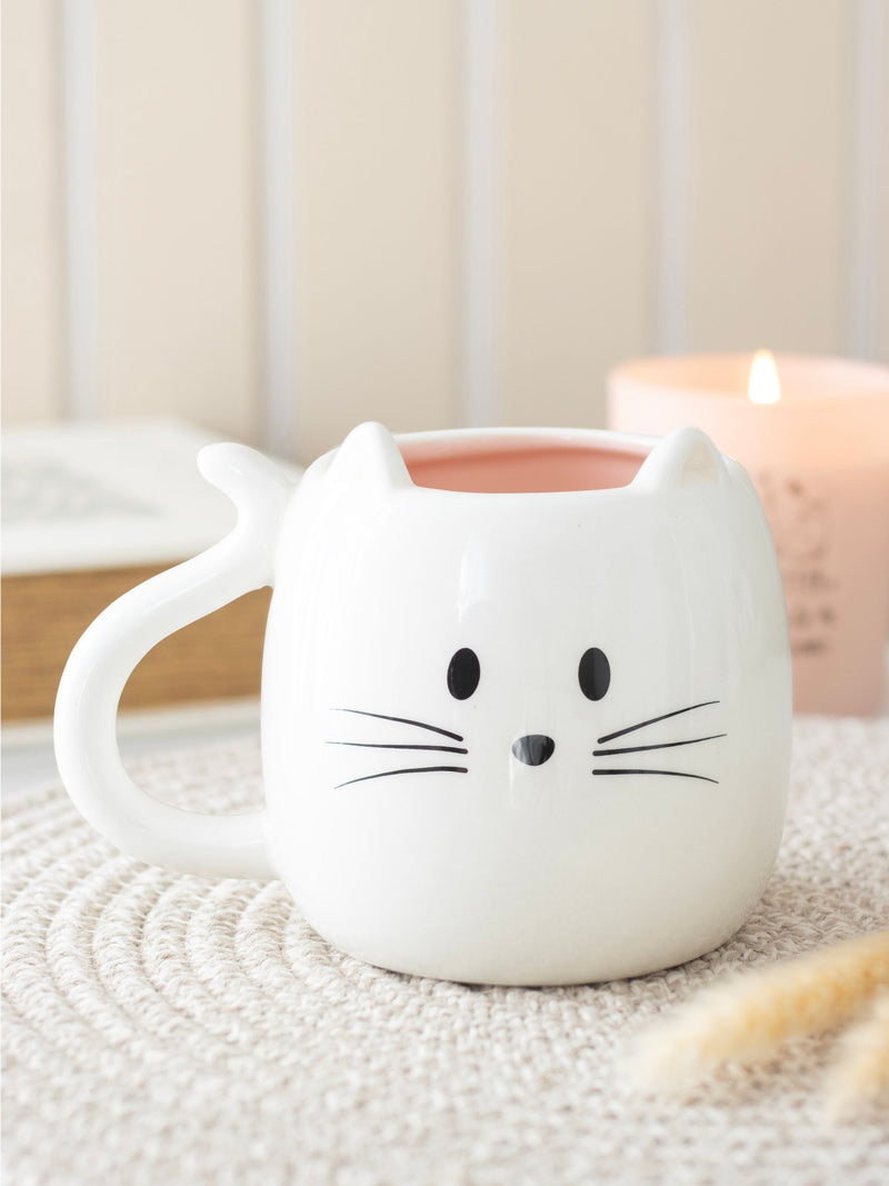 Something Different white cat-shaped mug 500ml - British product