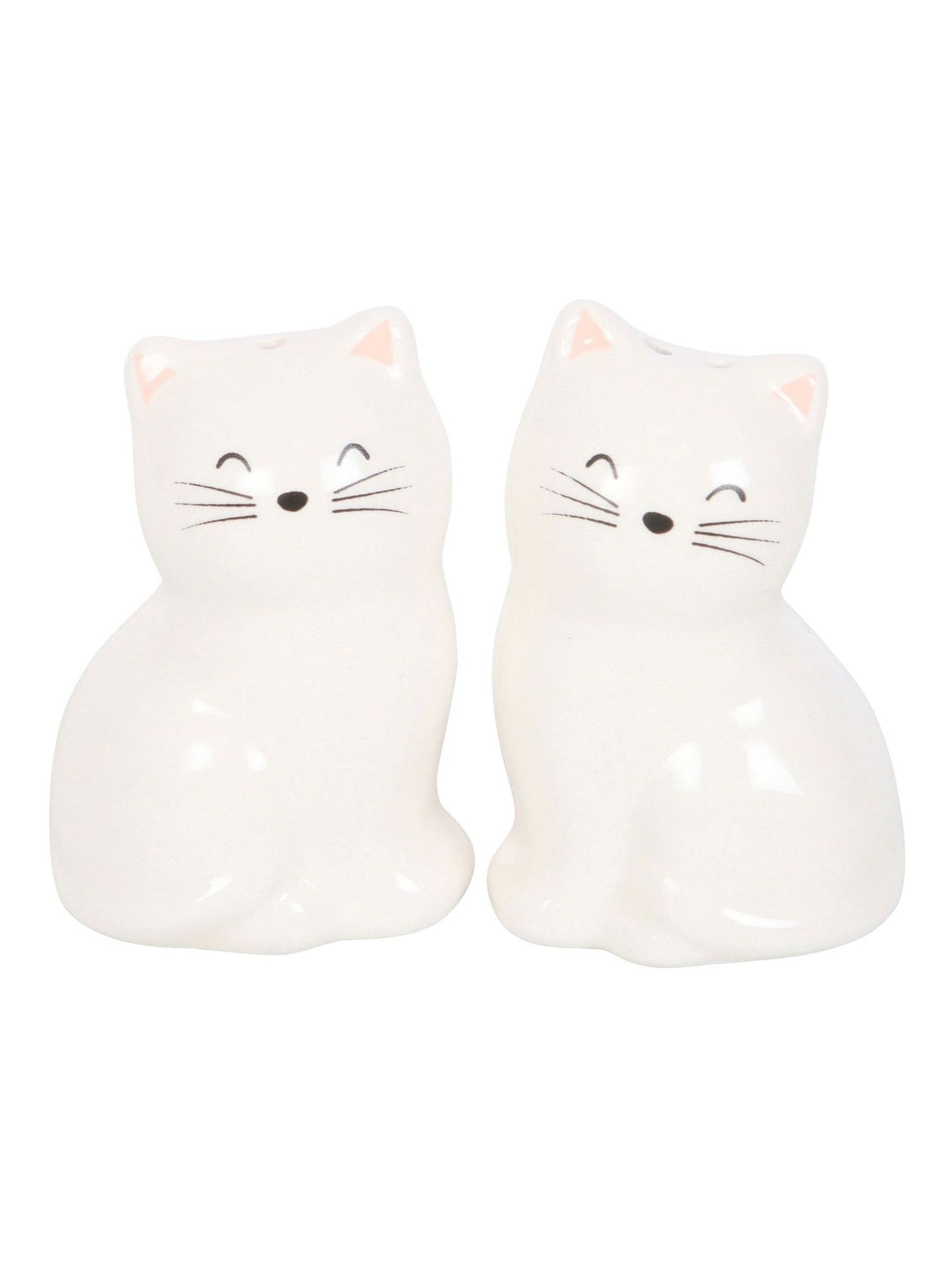 Something Different white cat-shaped salt and pepper shakers - British product