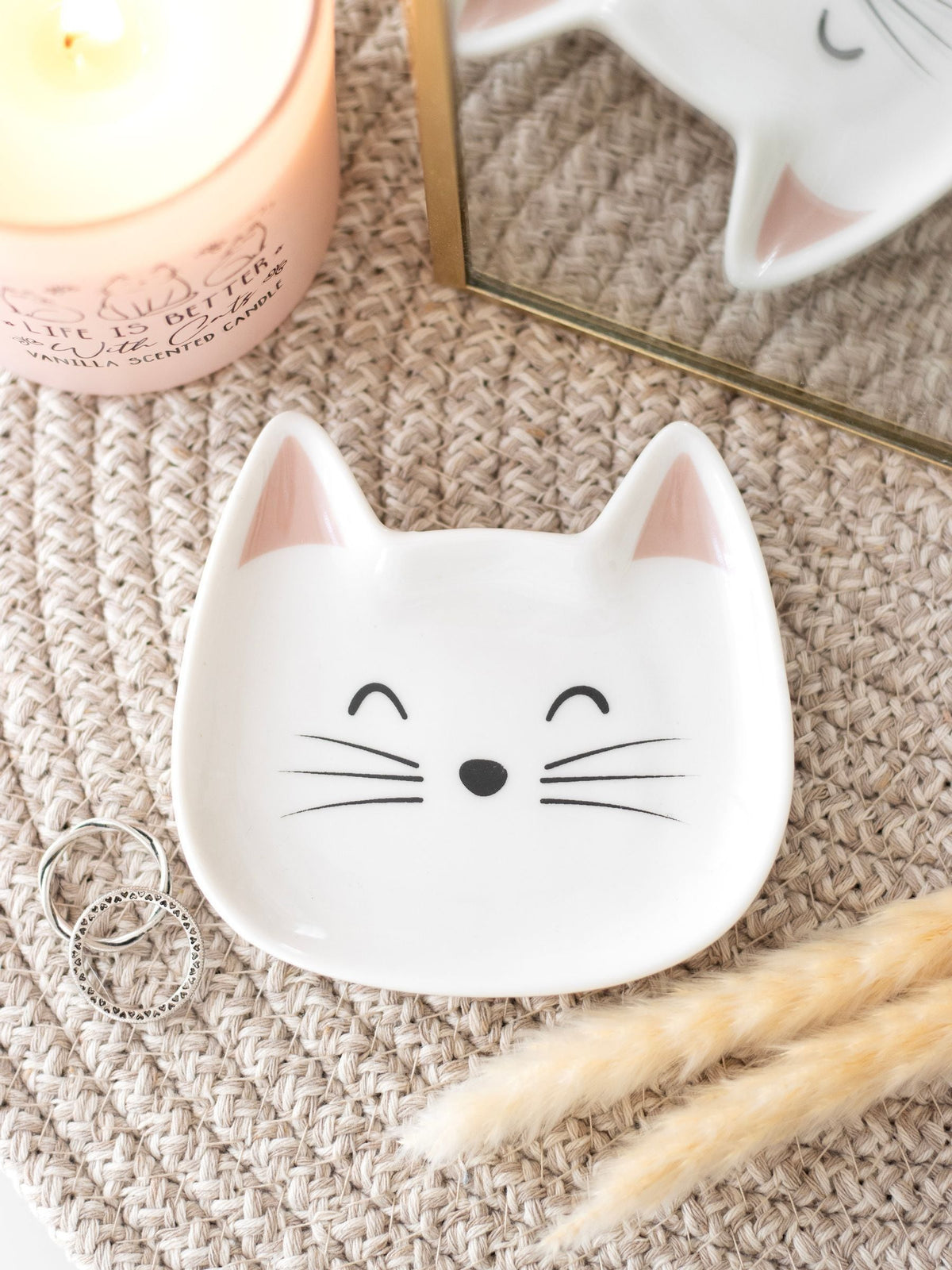 Something Different white cat face trinket dish, UK version