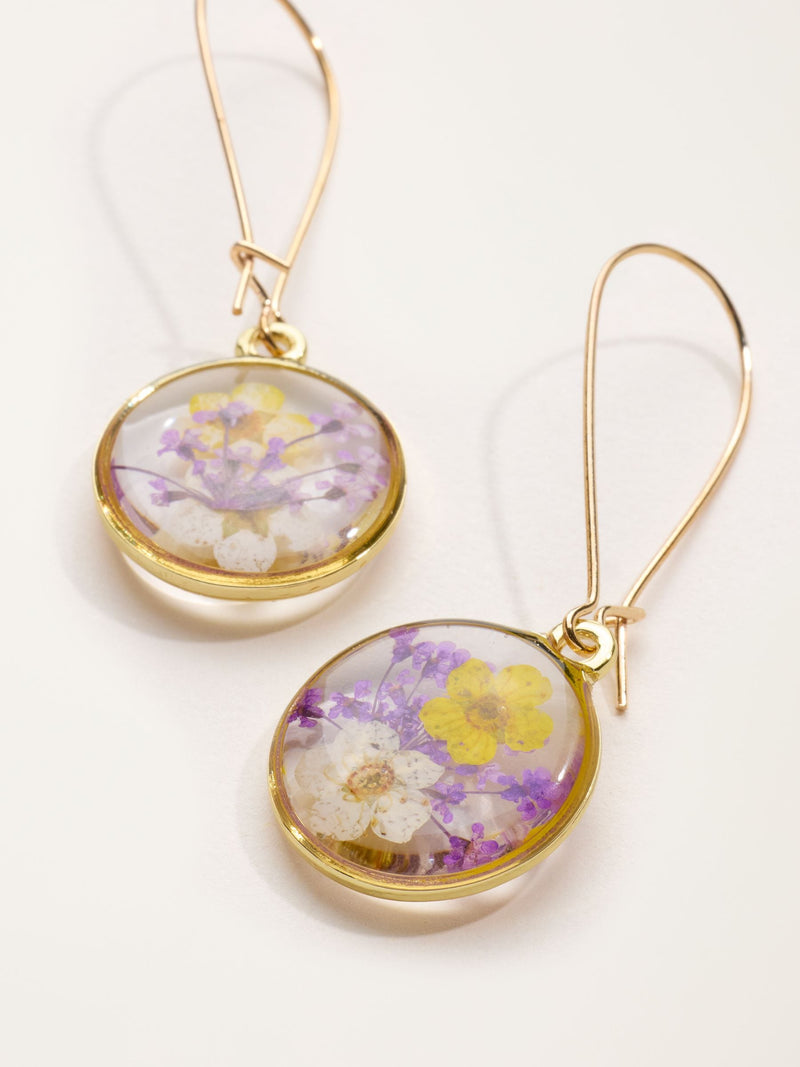 FatFace gold tone pressed flower earrings 5.5cm (British brand)