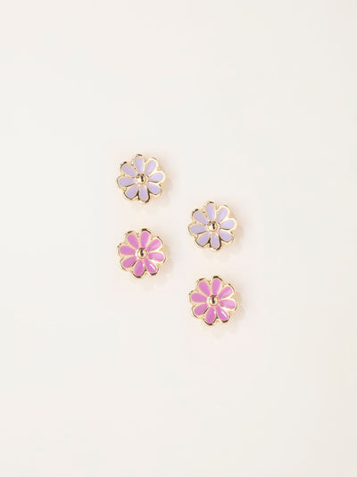 Next FatFace Purple 2 Pairs of Flower Stud Earrings 0.5cm- Buy online at McGrocer