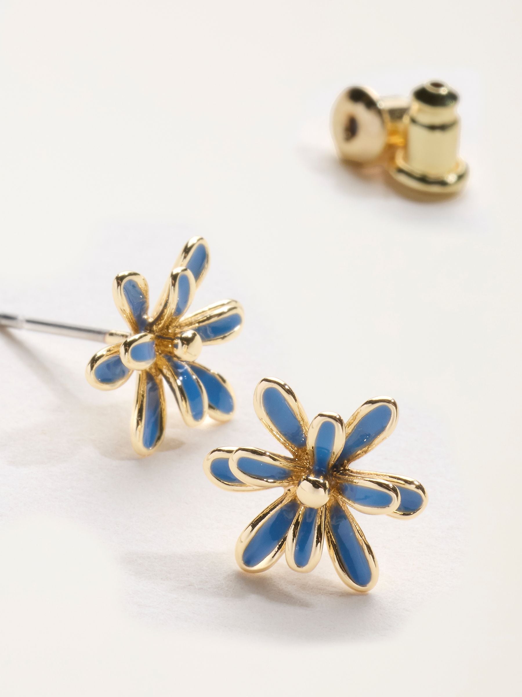 FatFace Navy flower stud earrings (British brand)