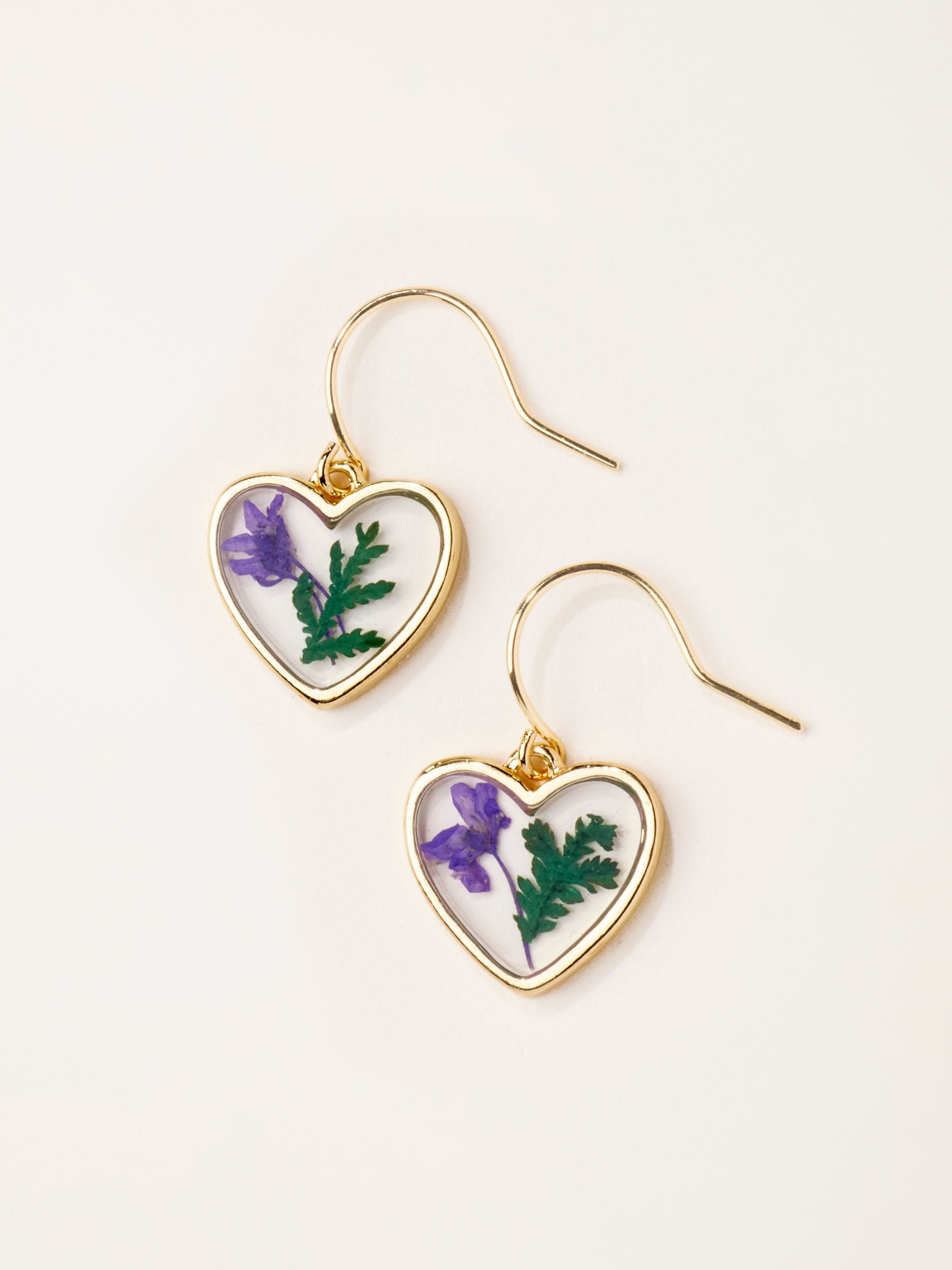 FatFace purple pressed heart earrings 2.5cm, UK version