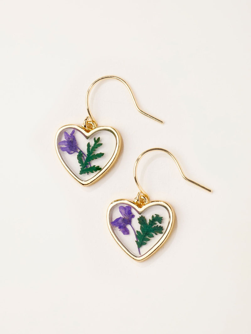 FatFace purple pressed heart earrings 2.5cm, UK version