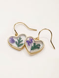 FatFace purple pressed heart earrings 2.5cm, UK version