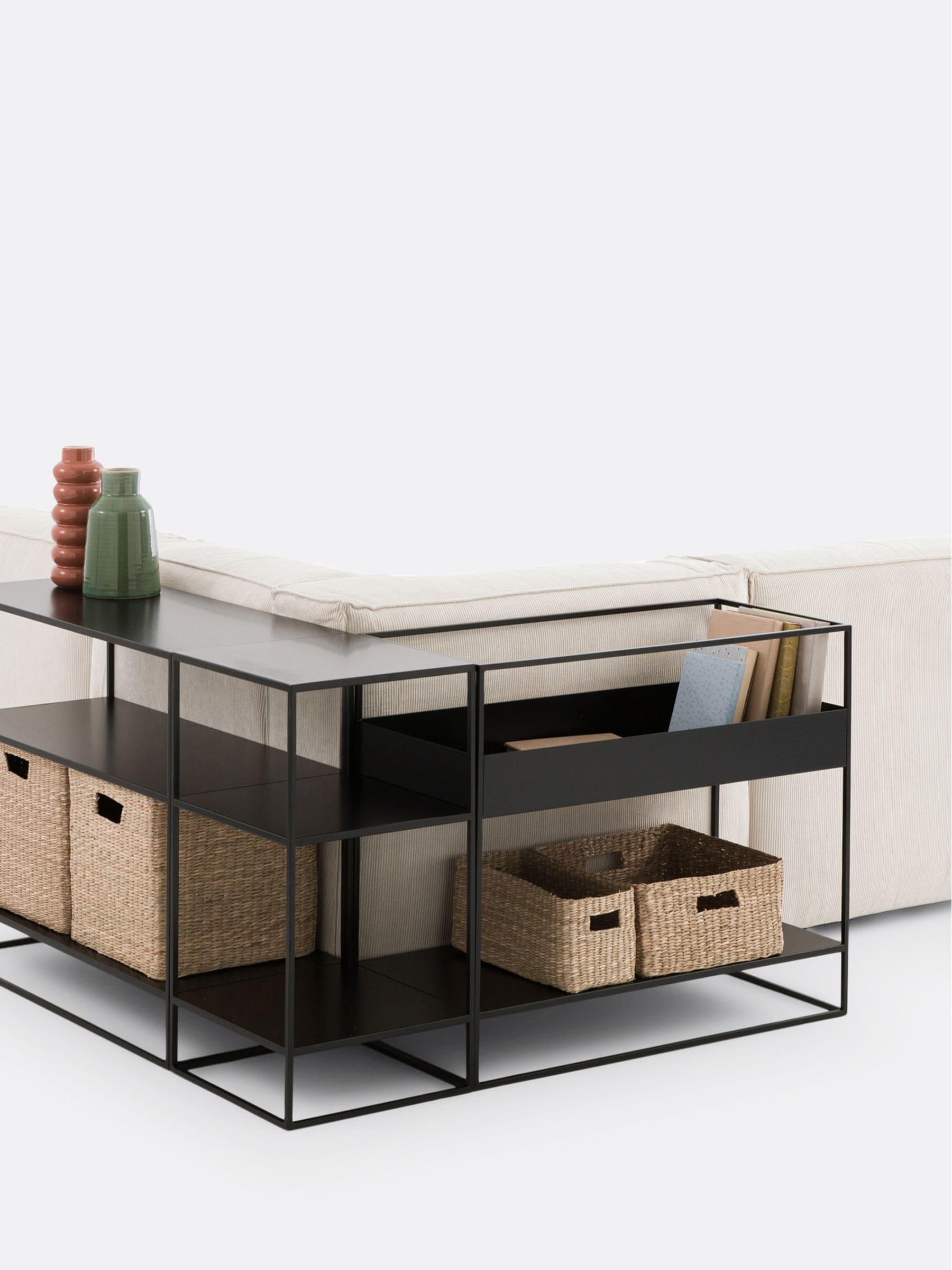 La Redoute Hiba black metal shelving unit 67cm, imported from the UK