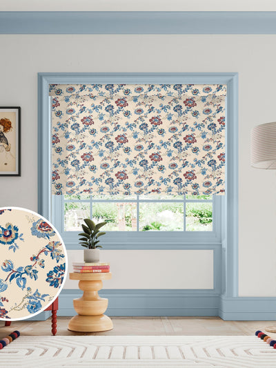 Next Land & Shore Blue Red Orchard Made to Measure Roller Blind - Red- Buy online at McGrocer