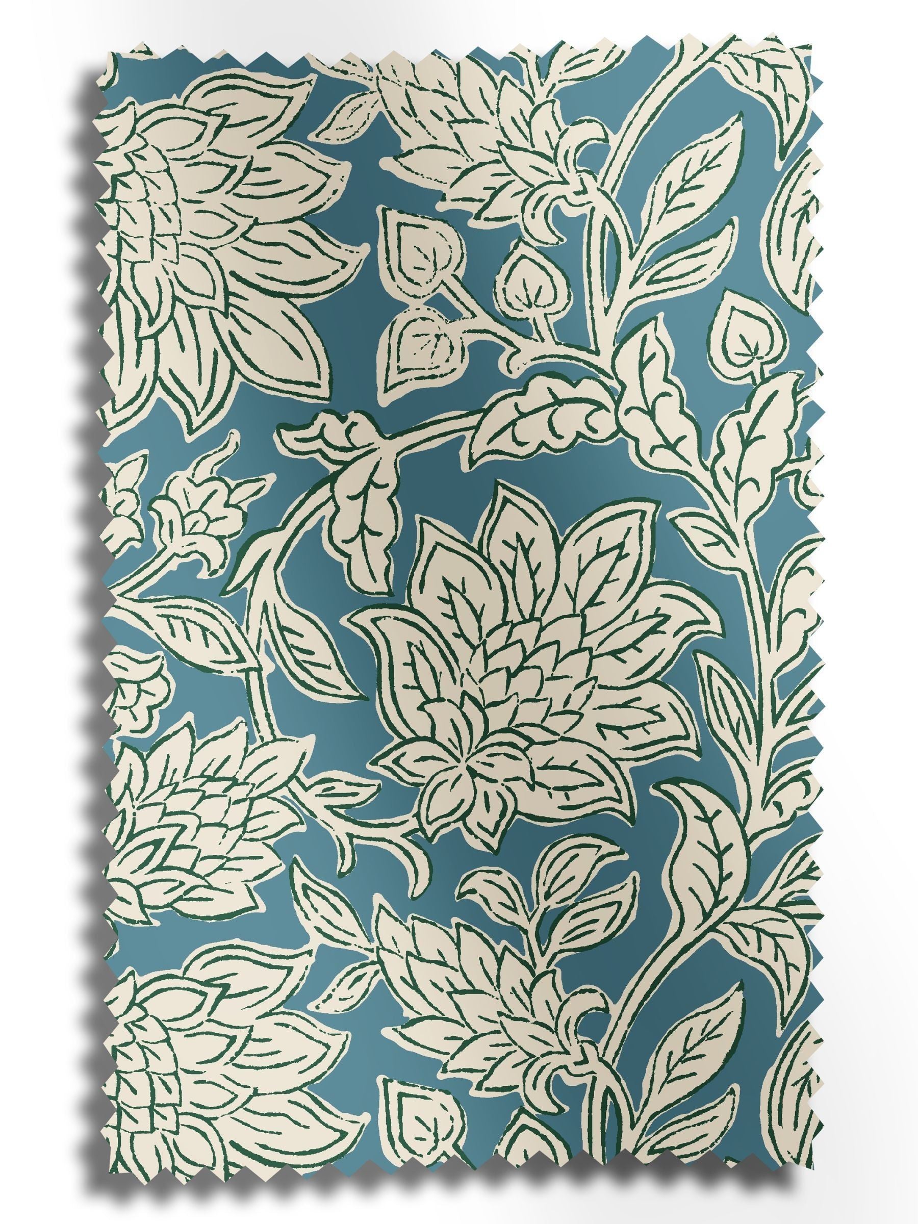 Land & Shore Rowallane teal roller blind - British product