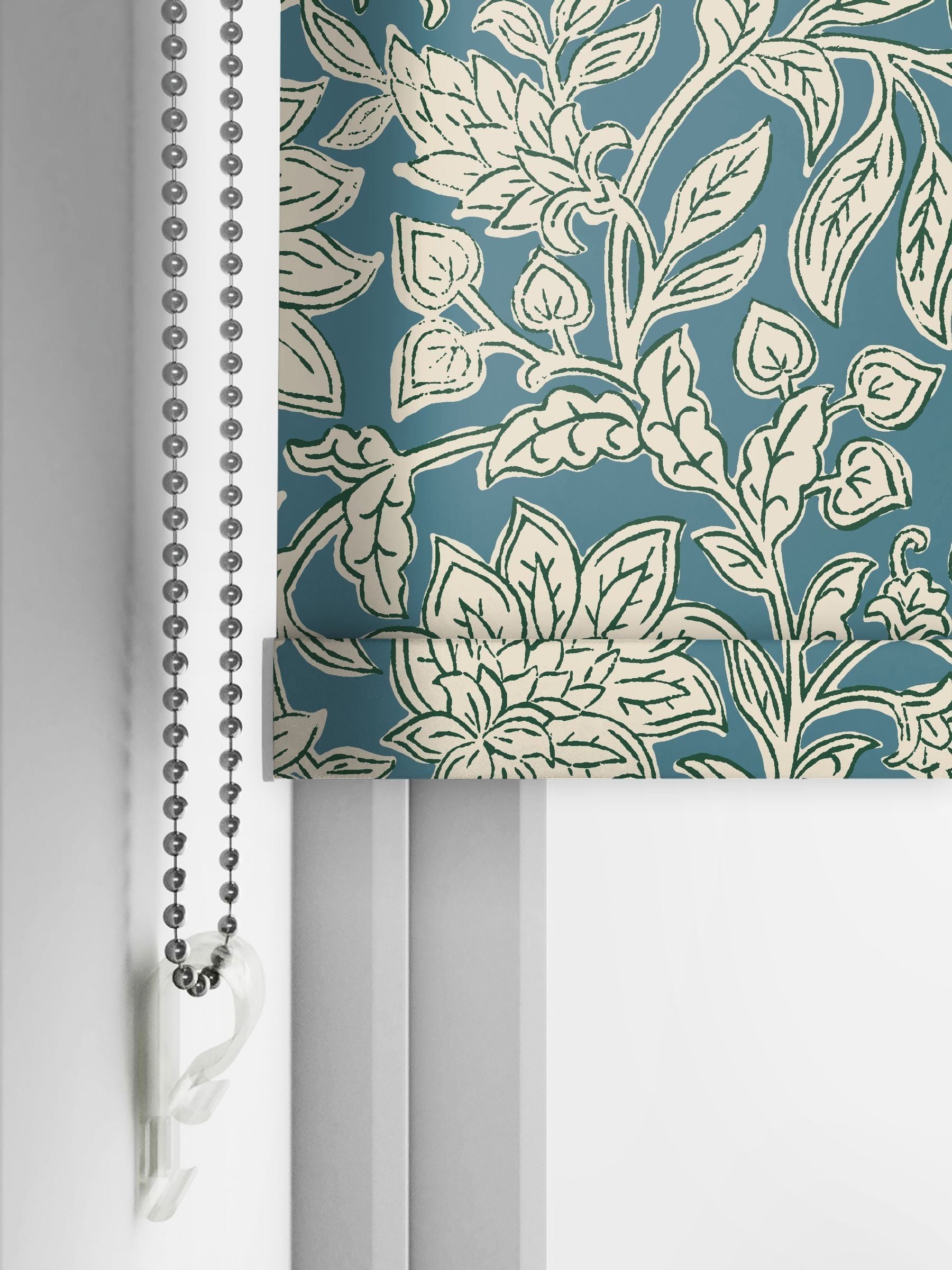 Land & Shore Rowallane teal roller blind - British product