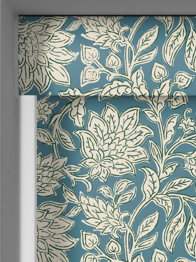 Land & Shore Rowallane teal roller blind - British product