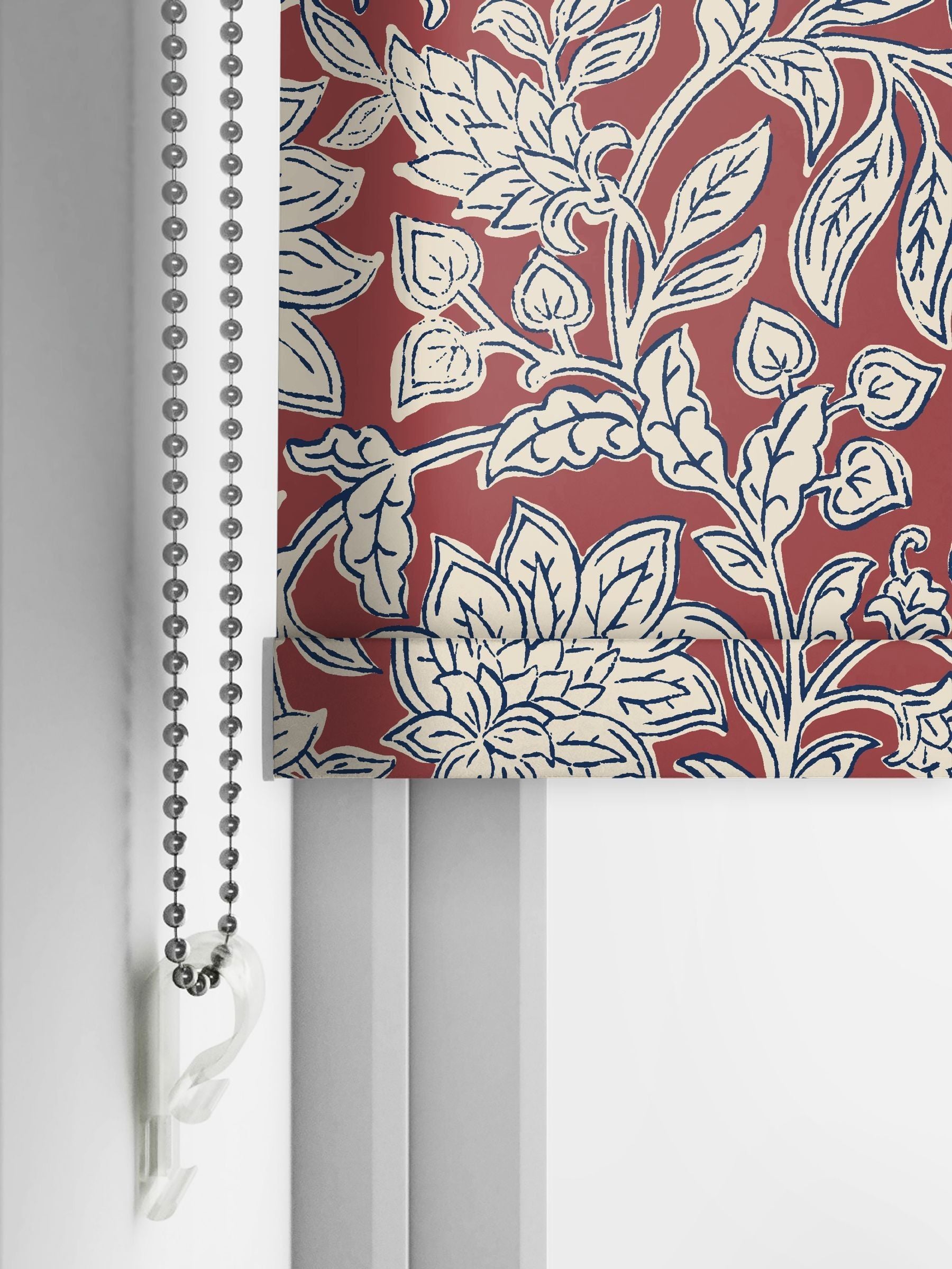 Land & Shore Rowallane red roller blind, UK version