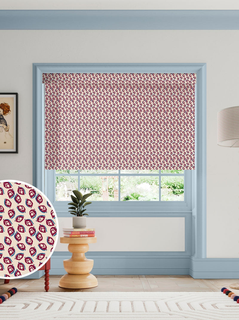 Land & Shore seedling roller blind red blue made-to-measure, UK version