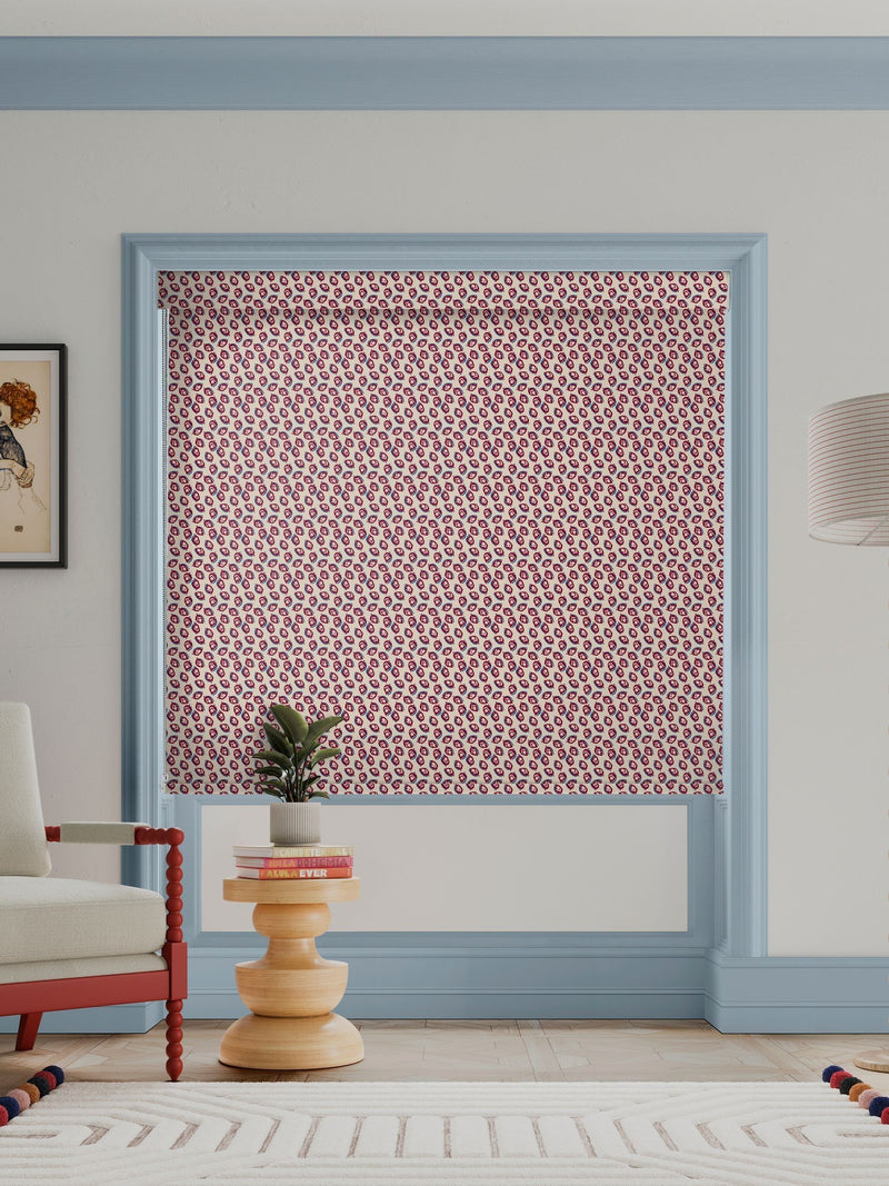 Land & Shore seedling roller blind red blue made-to-measure, UK version