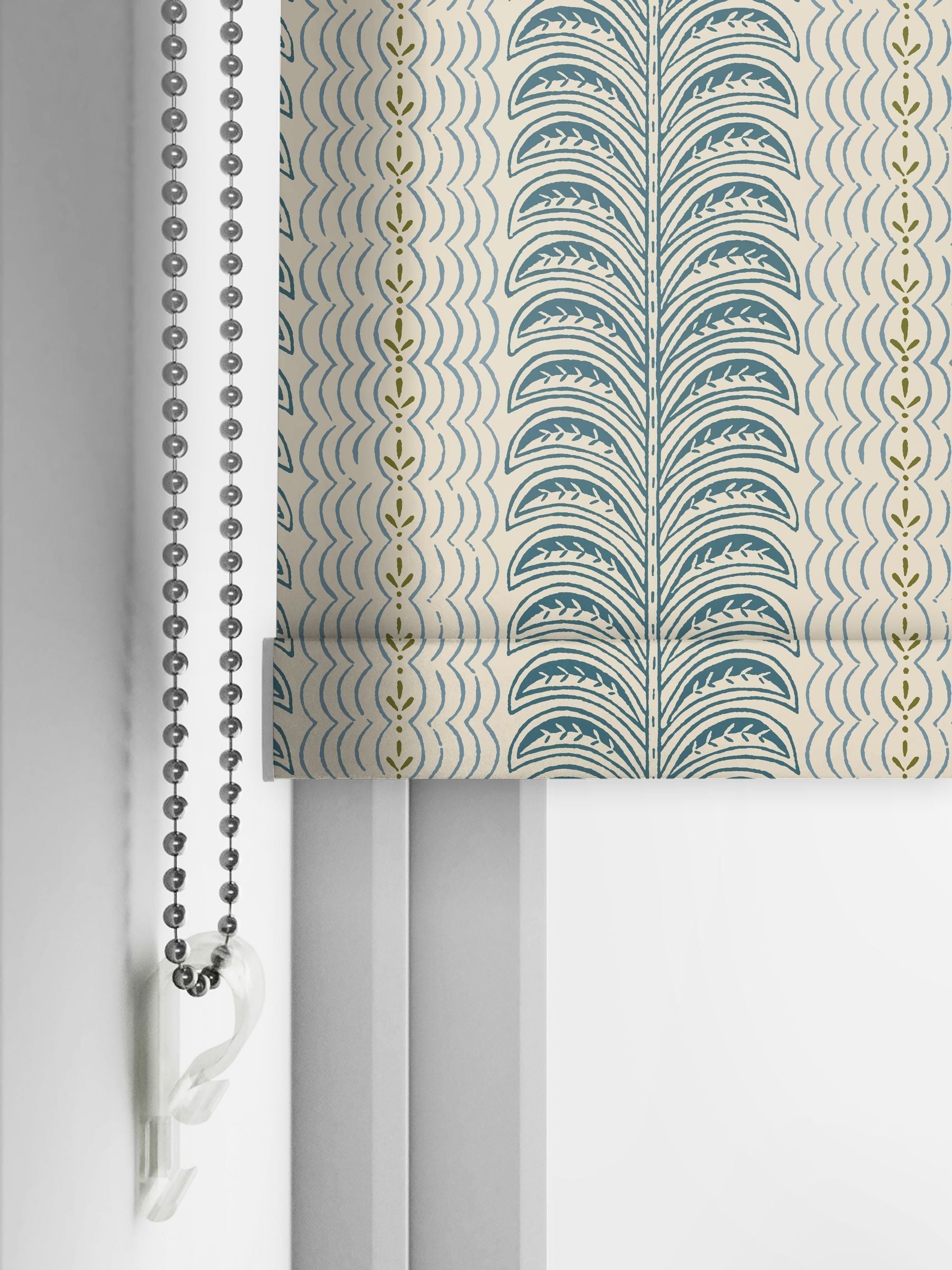 Land & Shore Teal Fintra Stripe roller blind (British brand)