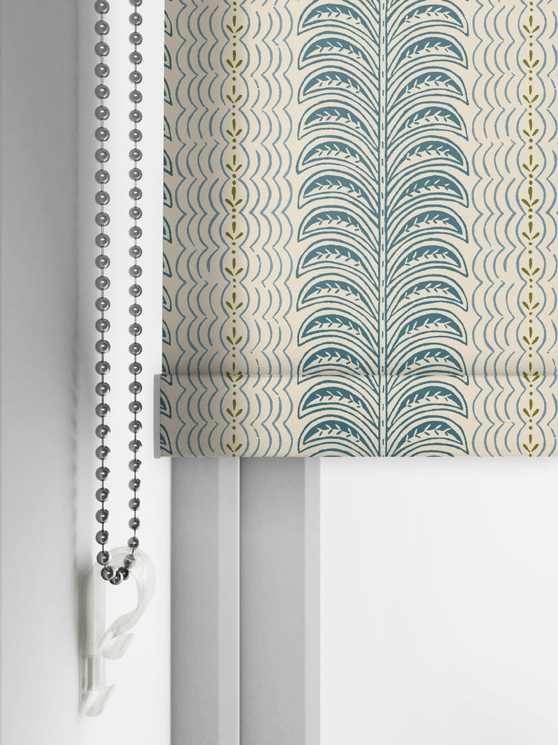 Land & Shore Teal Fintra Stripe roller blind (British brand)