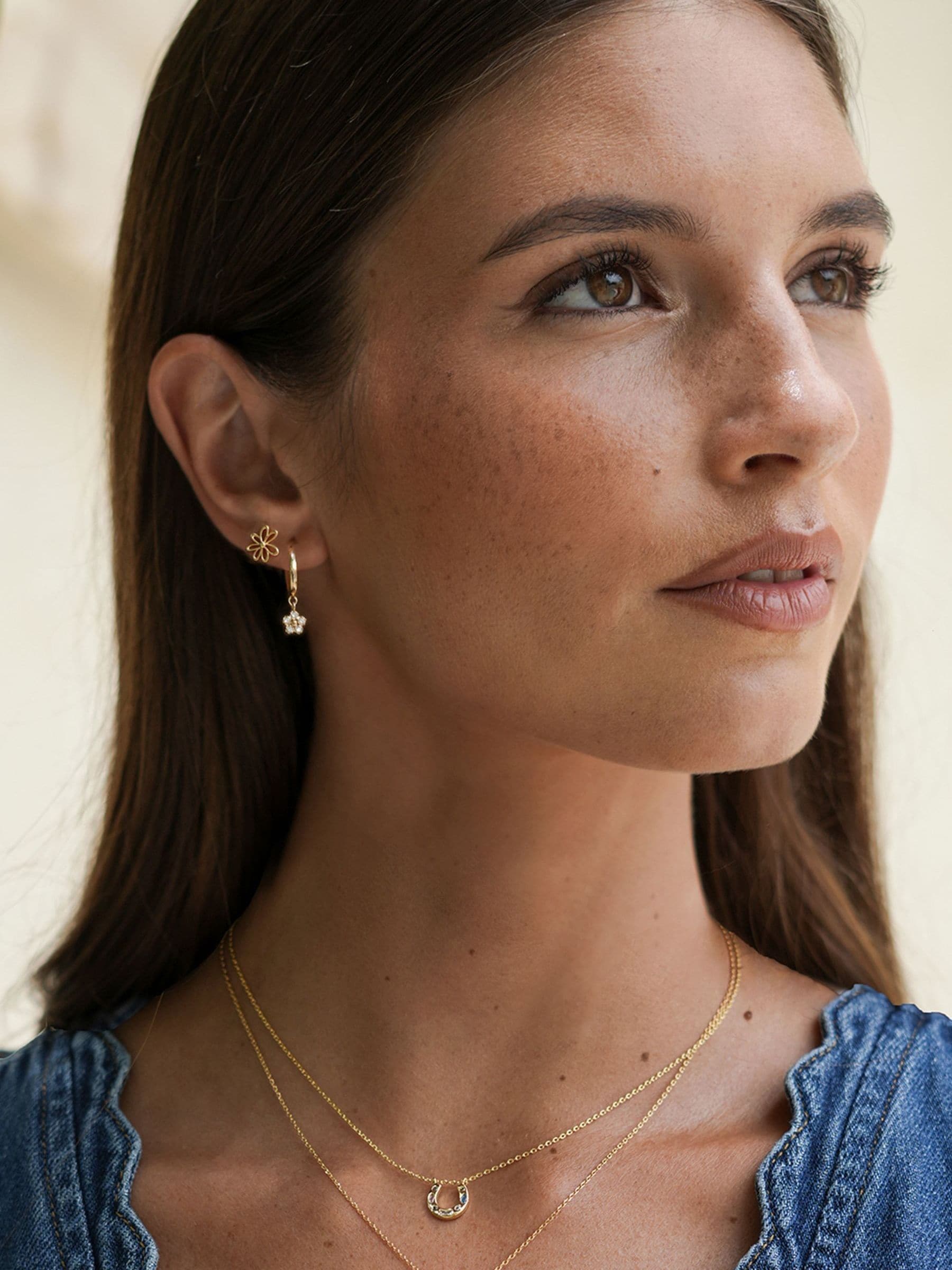 Estella Bartlett Silver Tone Flower Hoop Earrings