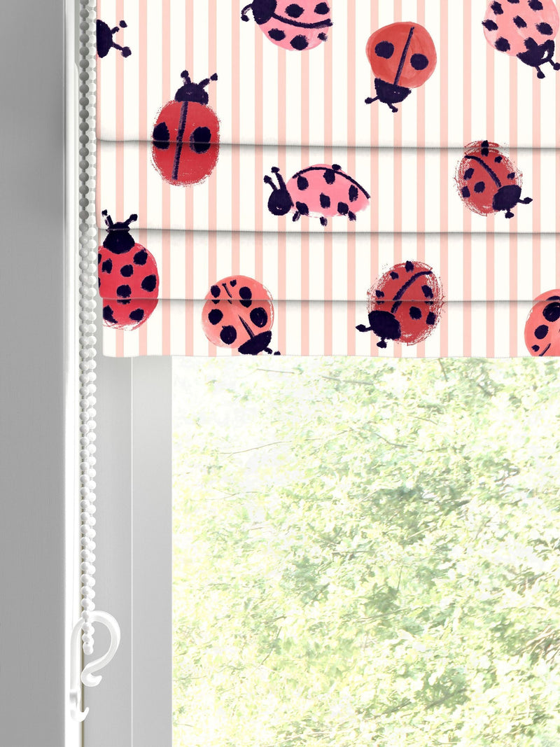 Wee Blue Bell roman blind Little Ladybirds red, imported from the UK