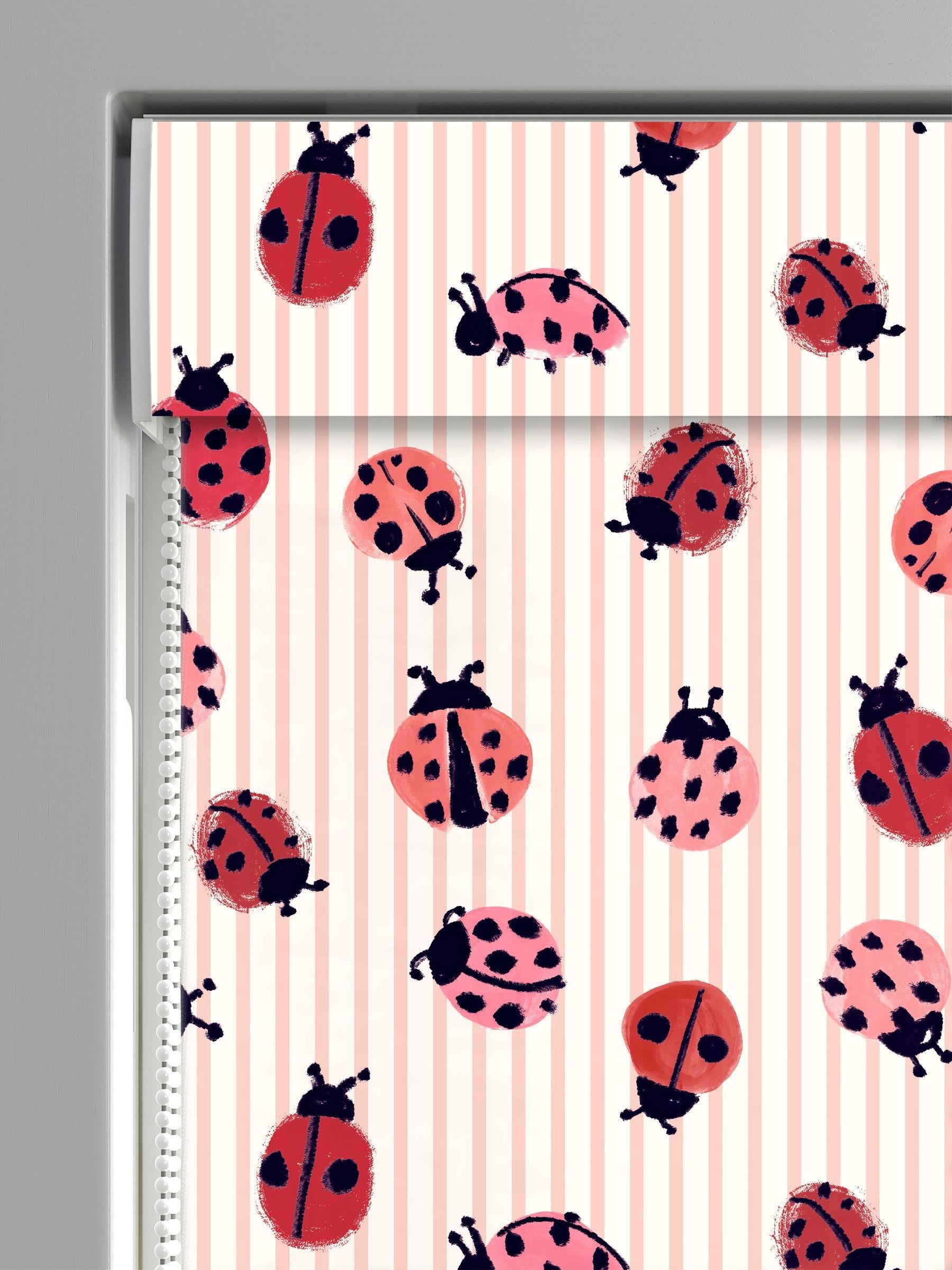Wee Blue Bell roman blind Little Ladybirds red, imported from the UK