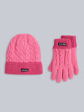 Animal Pink Kids Fur Lined Hat & Gloves Set