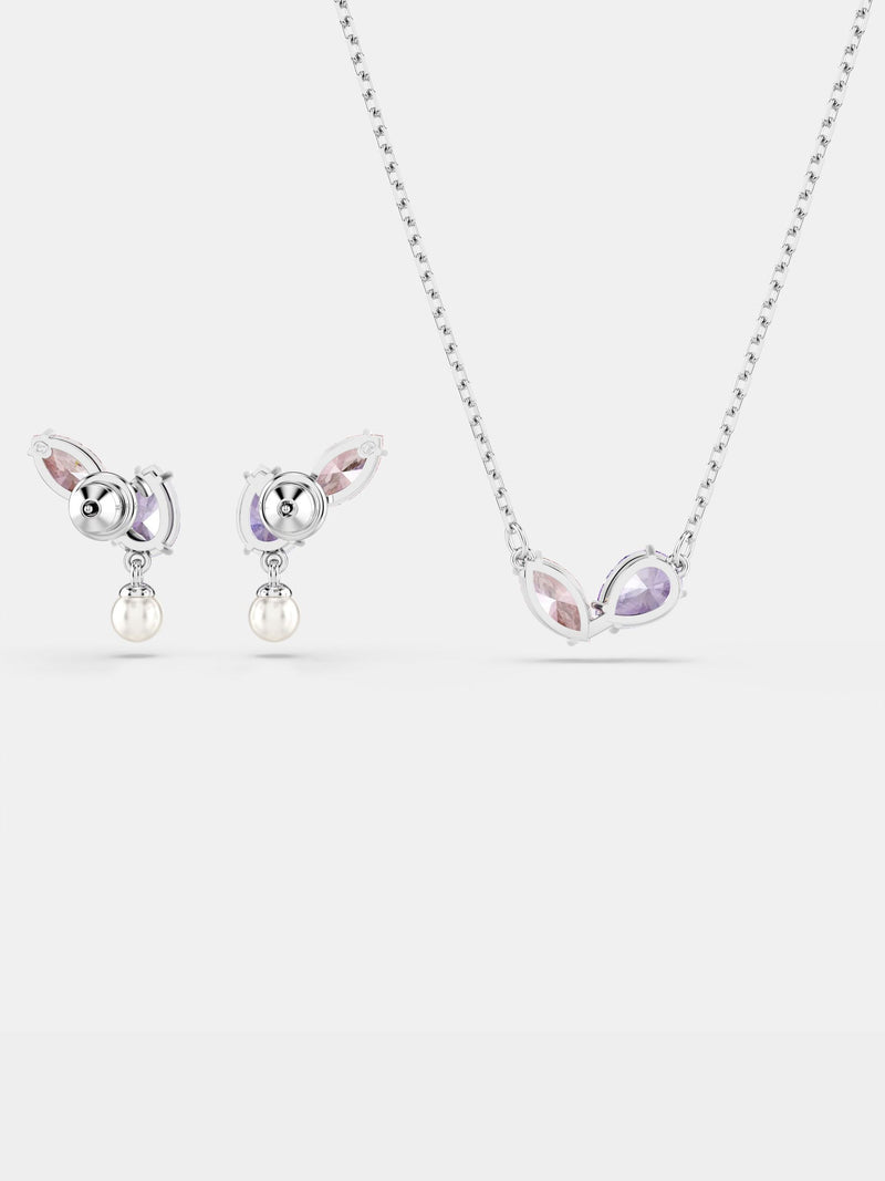 Swarovski multicoloured dragonfly necklace and earring set, imported from the UK