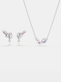 Swarovski multicoloured dragonfly necklace and earring set, imported from the UK