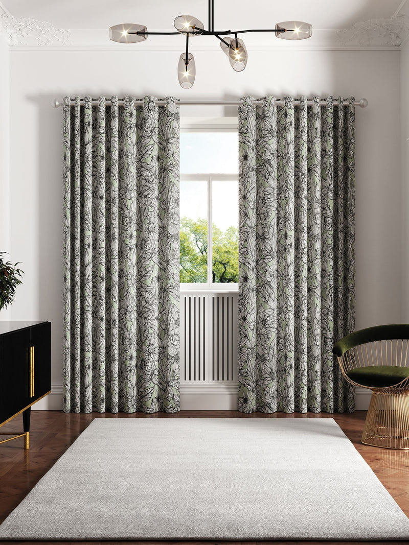 Ted Baker Vietnm sage blackout lined curtains, UK version