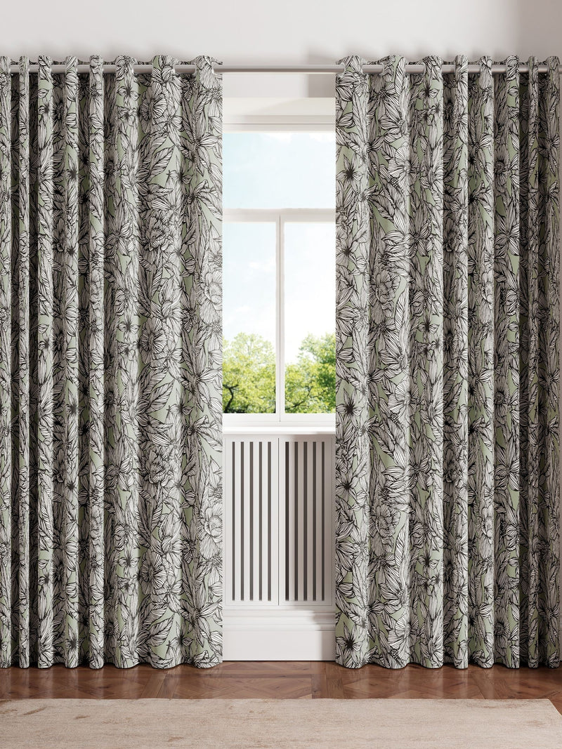 Ted Baker Vietnm sage blackout lined curtains, UK version