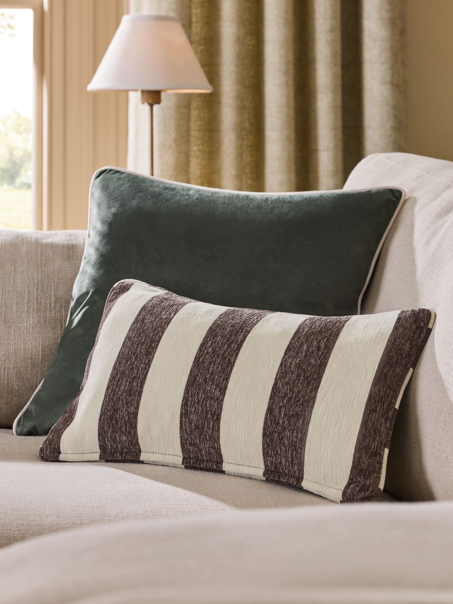 Chenille Stripe Cushion Sage Green 50 x 50cm