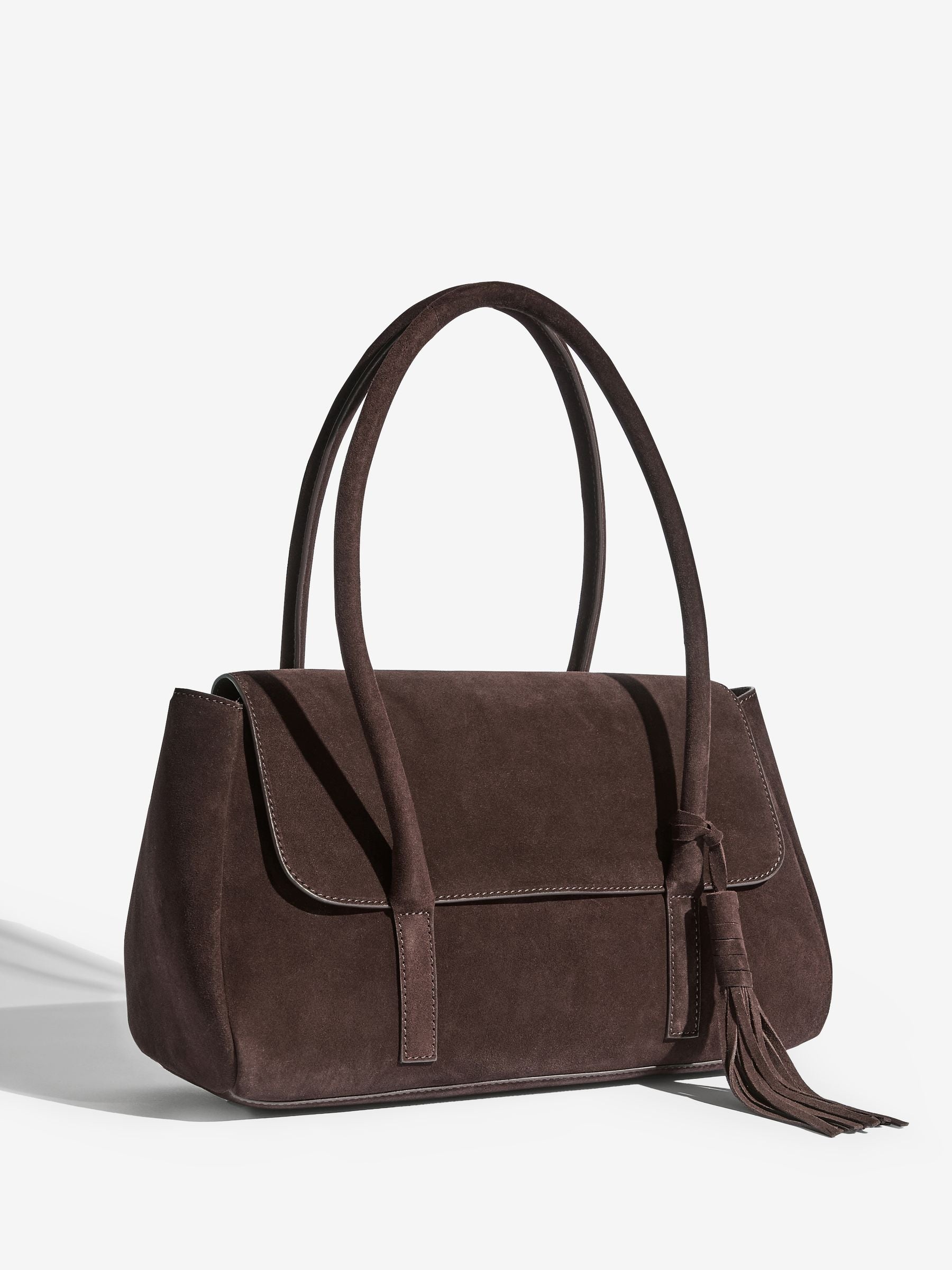 Friends Like These chocolate brown suede tassel shoulder bag (British brand)