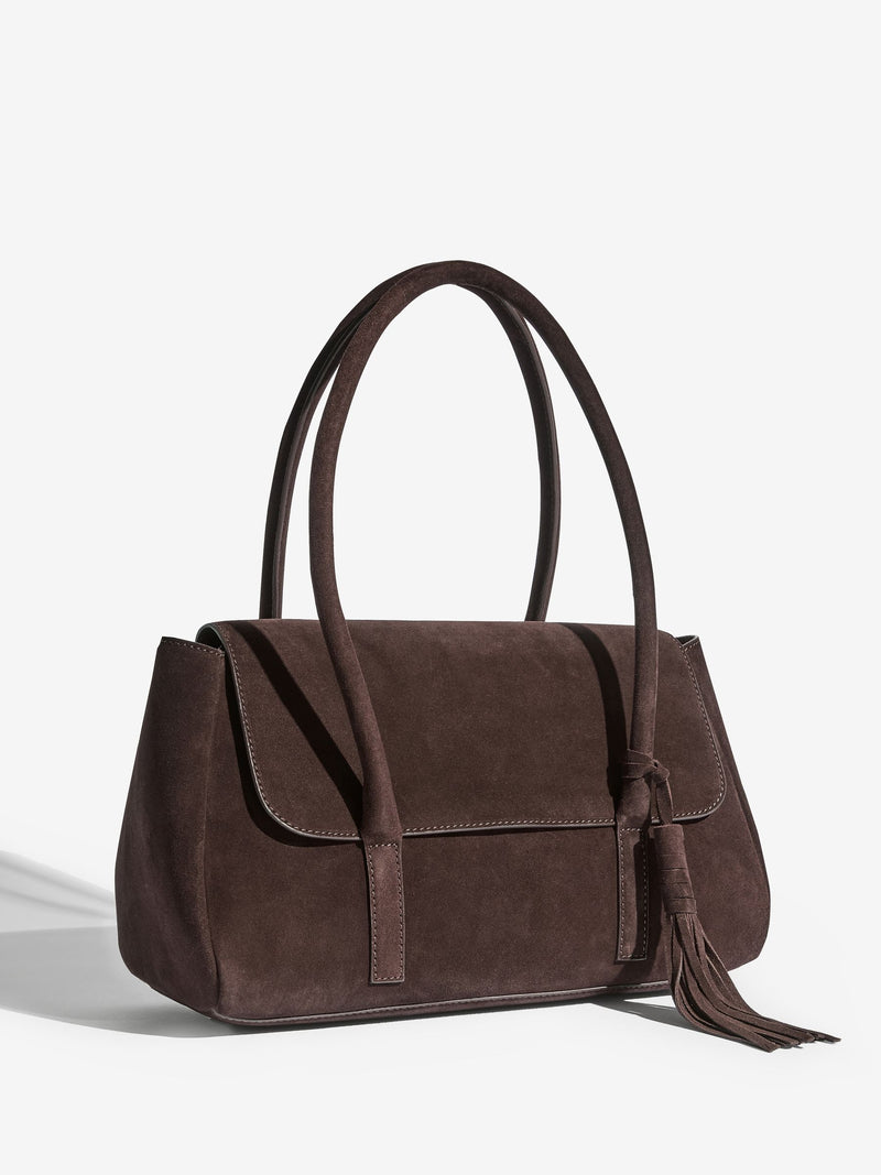 Friends Like These chocolate brown suede tassel shoulder bag (British brand)
