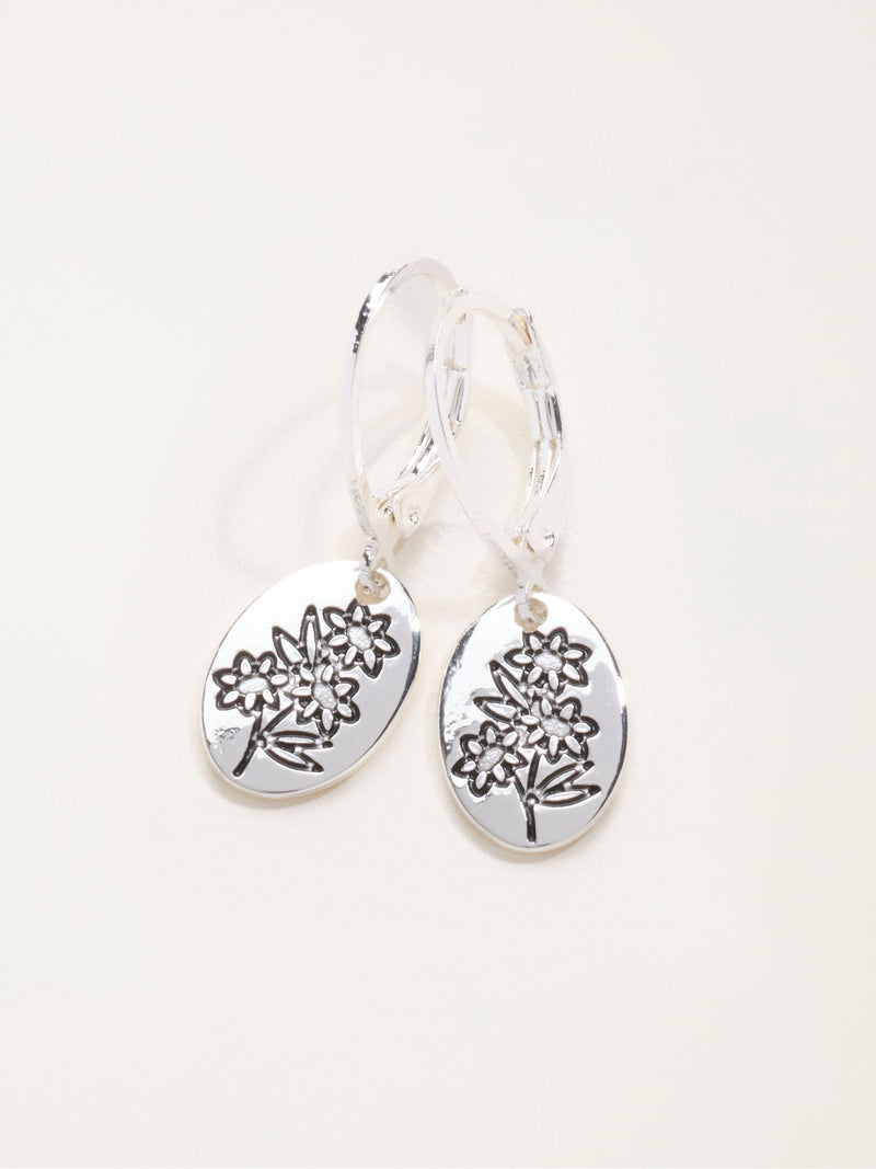 FatFace floral disc earrings in silver tone (British brand)