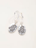 FatFace floral disc earrings in silver tone (British brand)