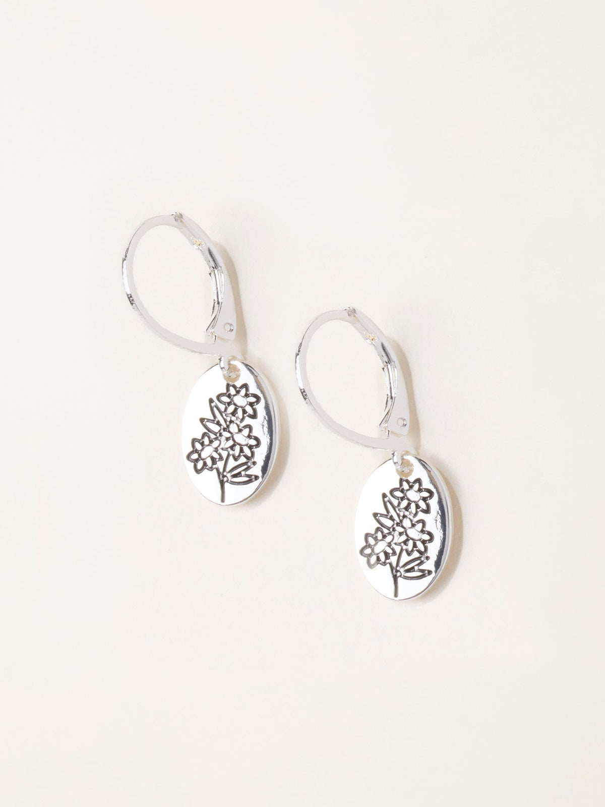 FatFace floral disc earrings in silver tone (British brand)