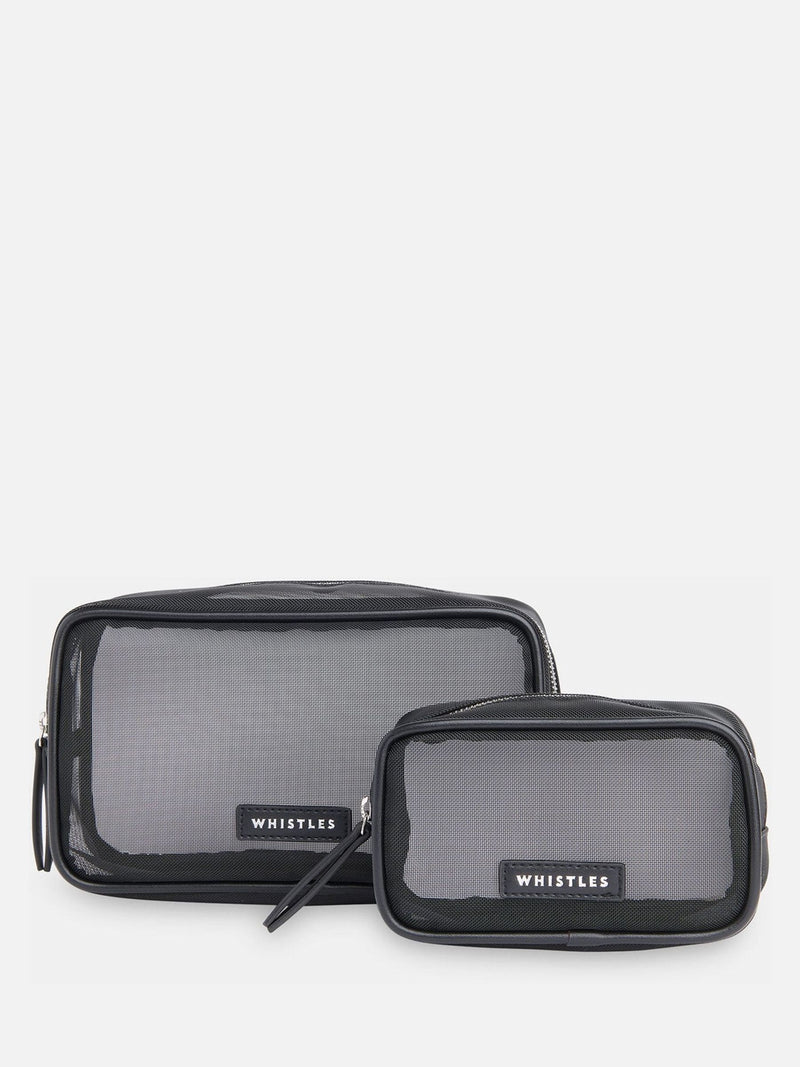 Whistles black mesh wash bag set, UK version