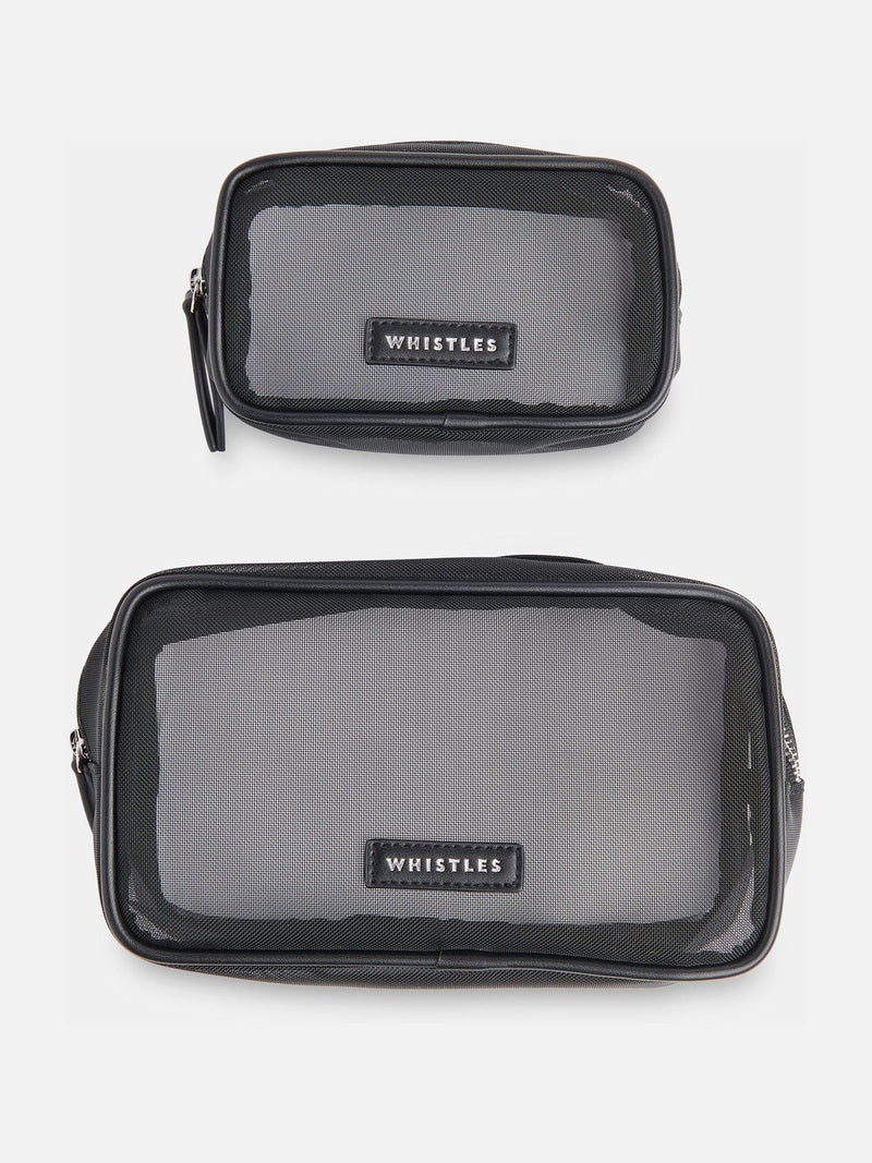 Whistles black mesh wash bag set, UK version